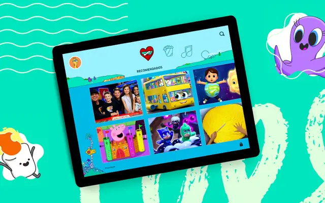 Tablet com aplicativo infantil colorido
