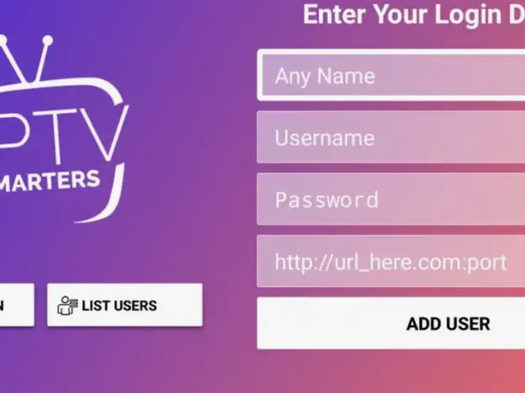 Tela de login do IPTV Smarters