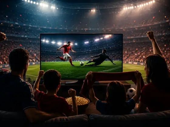 Torcida assistindo futebol em uma tela grande